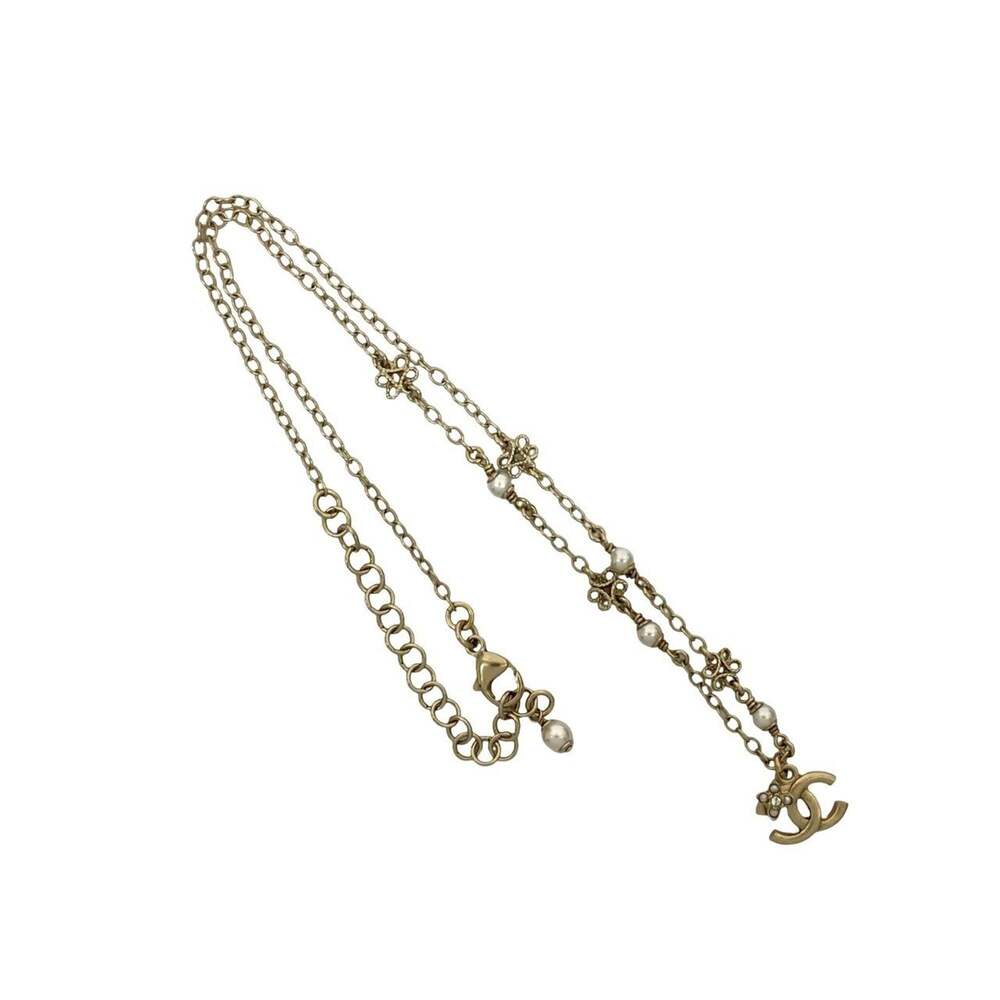 CHANEL Authentic Gold Pearl Logo Necklace - Picture 3 of 4